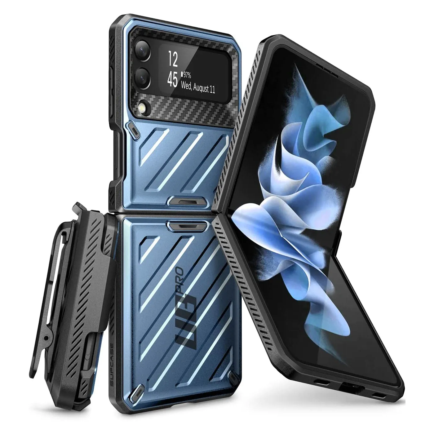 Galaxy Z Flip3 Unicorn Beetle PRO Rugged Case with Belt Clip-Metallic Blue