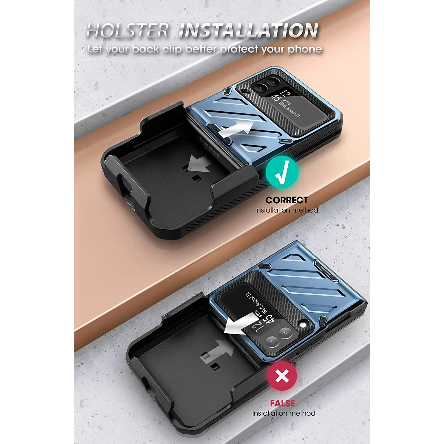 Galaxy Z Flip3 Unicorn Beetle PRO Rugged Case with Belt Clip-Metallic Blue