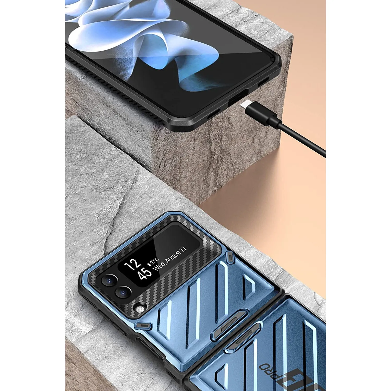 Galaxy Z Flip3 Unicorn Beetle PRO Rugged Case with Belt Clip-Metallic Blue