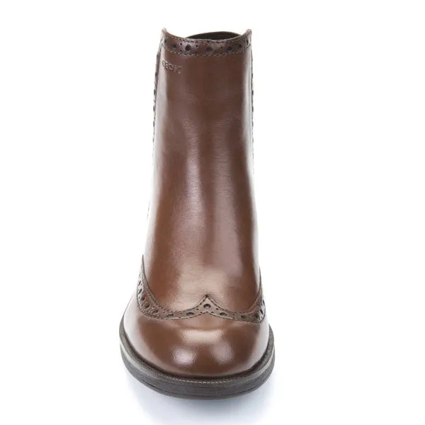 Geox J Agata Dark Tan Chelsea Ankle Boots