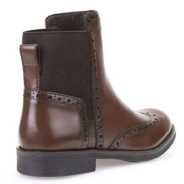 Geox J Agata Dark Tan Chelsea Ankle Boots