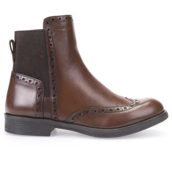 Geox J Agata Dark Tan Chelsea Ankle Boots