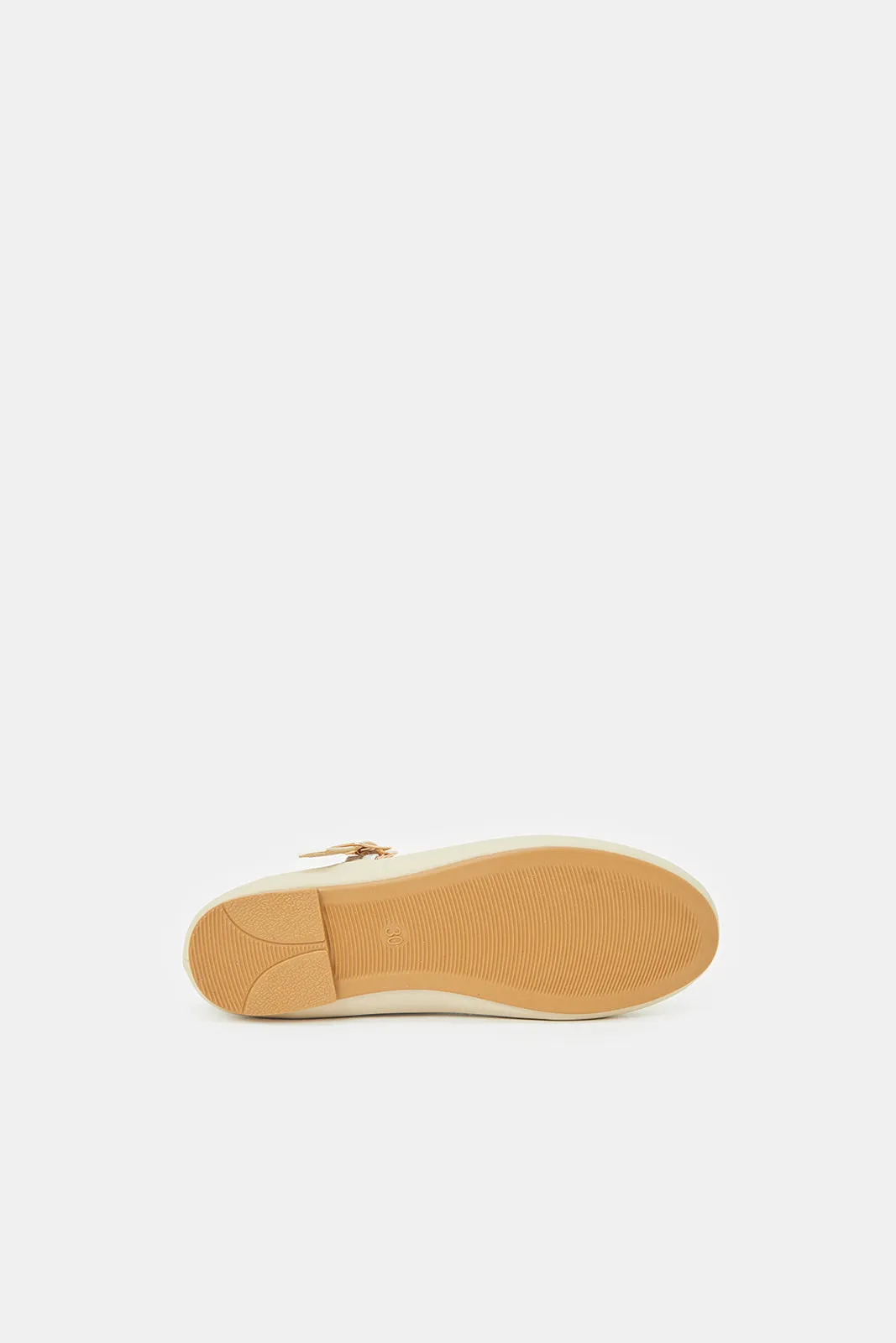 Girls Cream T-Bar Ballerina
