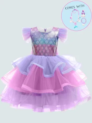 Girls Mermaid Princess Dress and Jewelry Costume Set