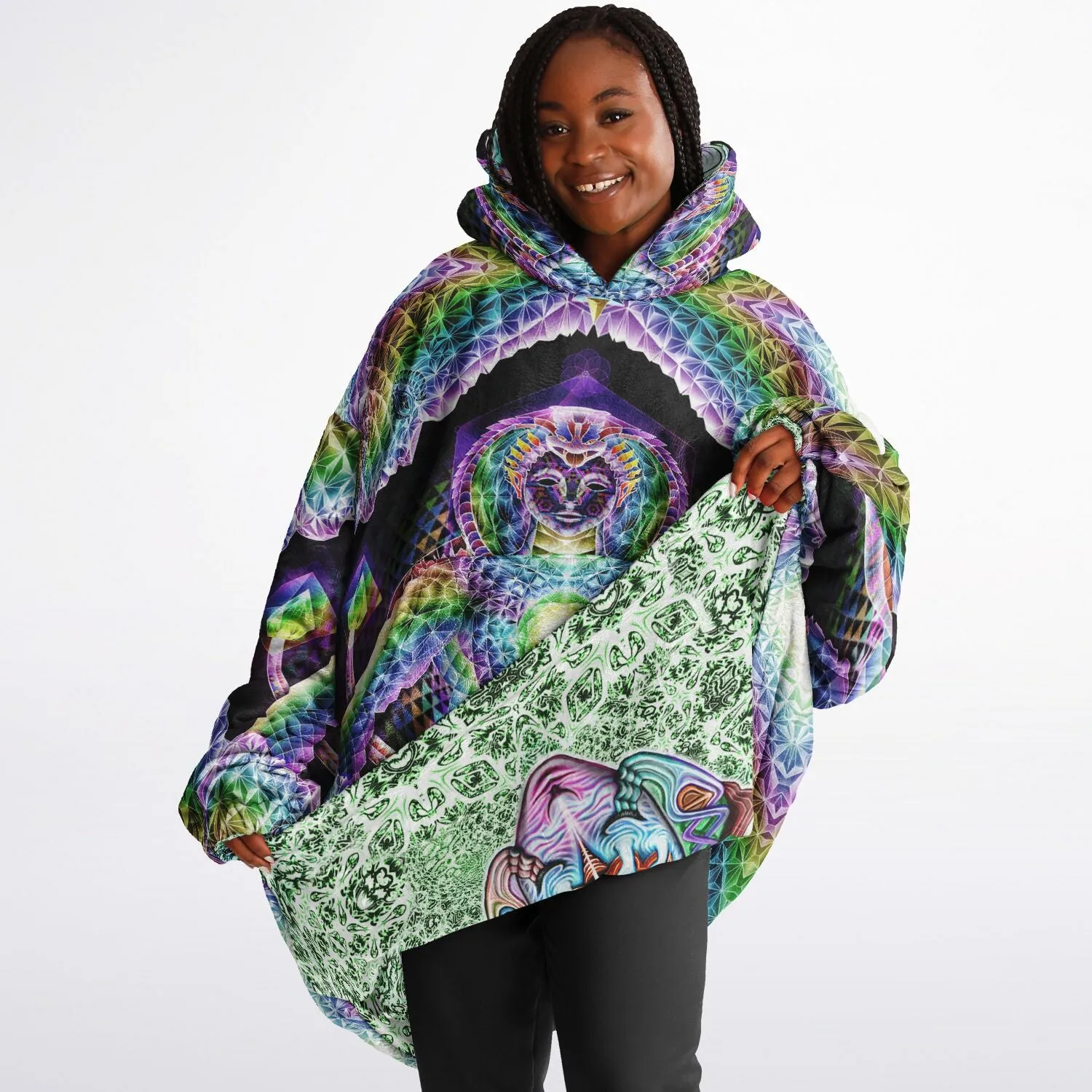 GOD SOURCE BUTTERFLY Reversible Snug Hoodie -SALVIA DROID