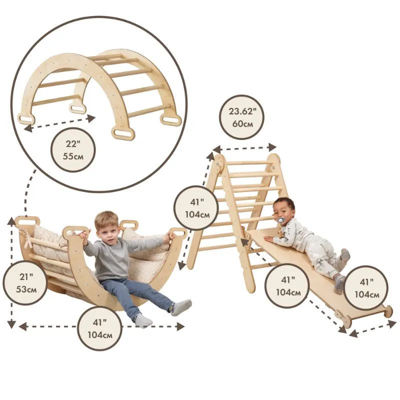 Goodevas 3 in 1 Montessori Climbing Set -Beige