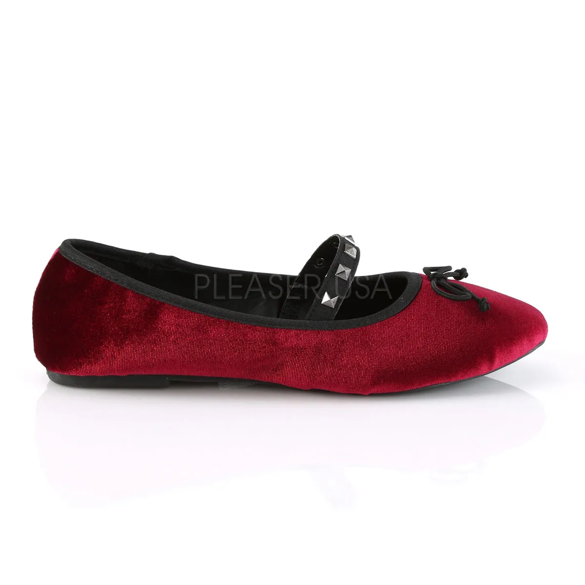 Gothic Ballet Burgundy Velvet Flats