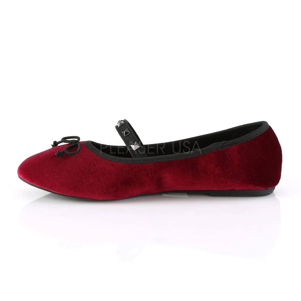 Gothic Ballet Burgundy Velvet Flats
