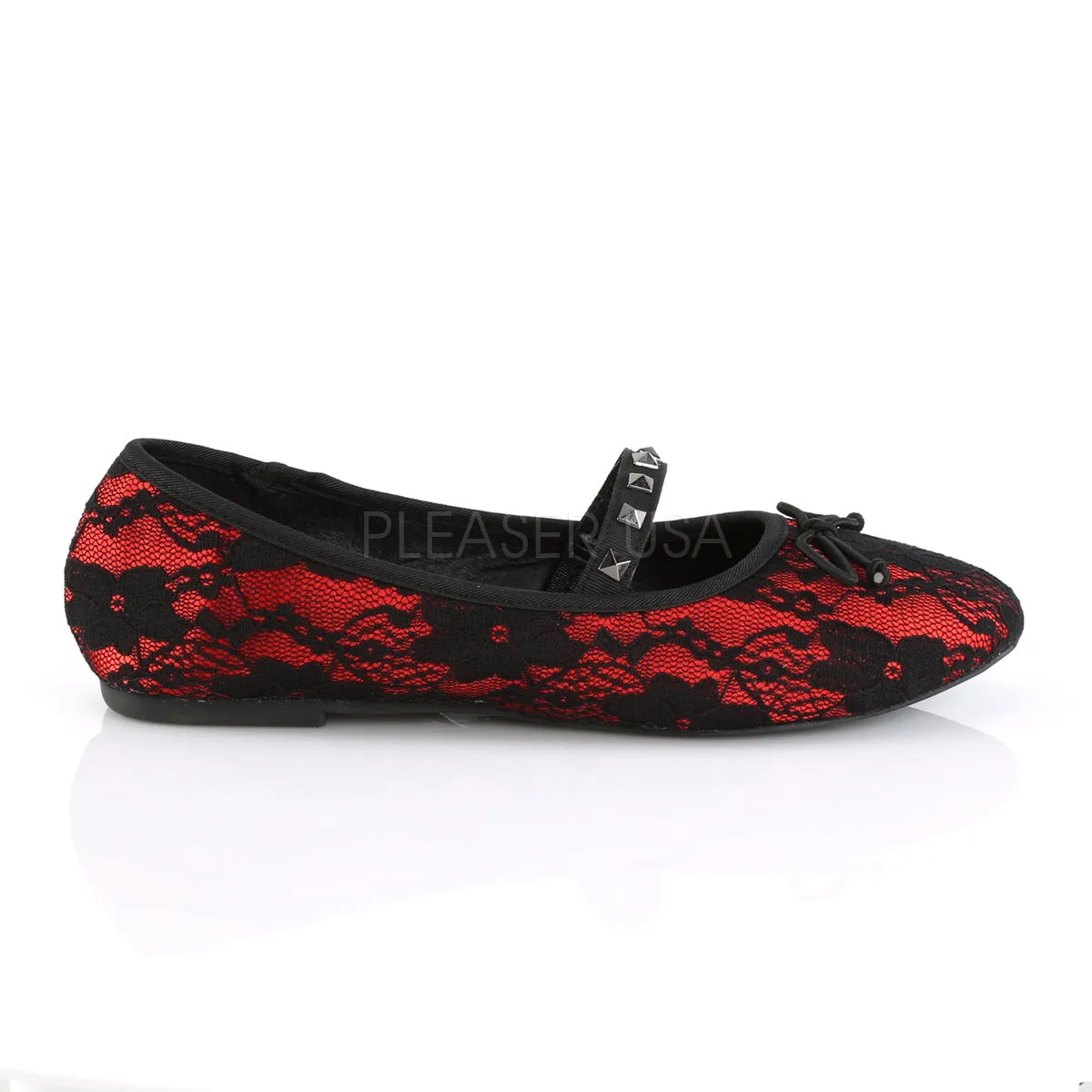 Gothic Ballet Red Satin Flats
