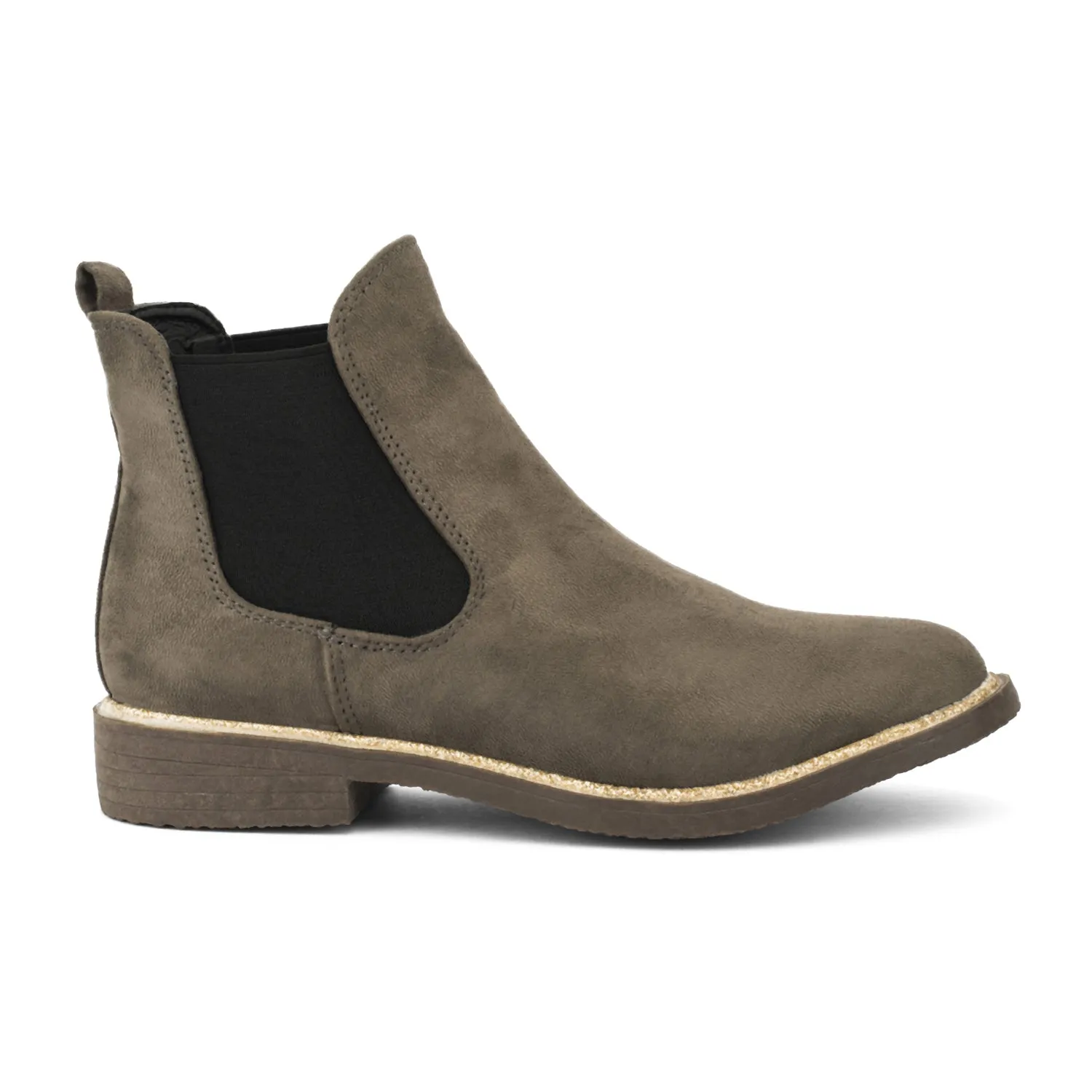 Grey Glitter Detail Chelsea Boot