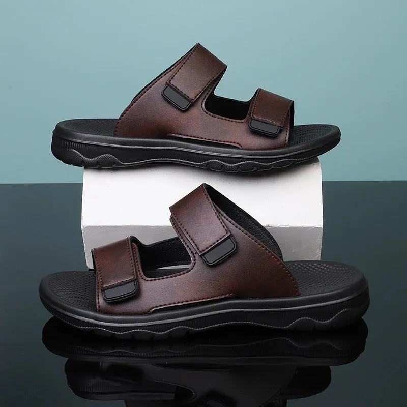 Hnzxzm Men Slippers Shoes Casual Beach Slides Solid Color Slip On Mens Thick Sole Anti Slip Shoes for Men 2024 Summer Fashion Sandals