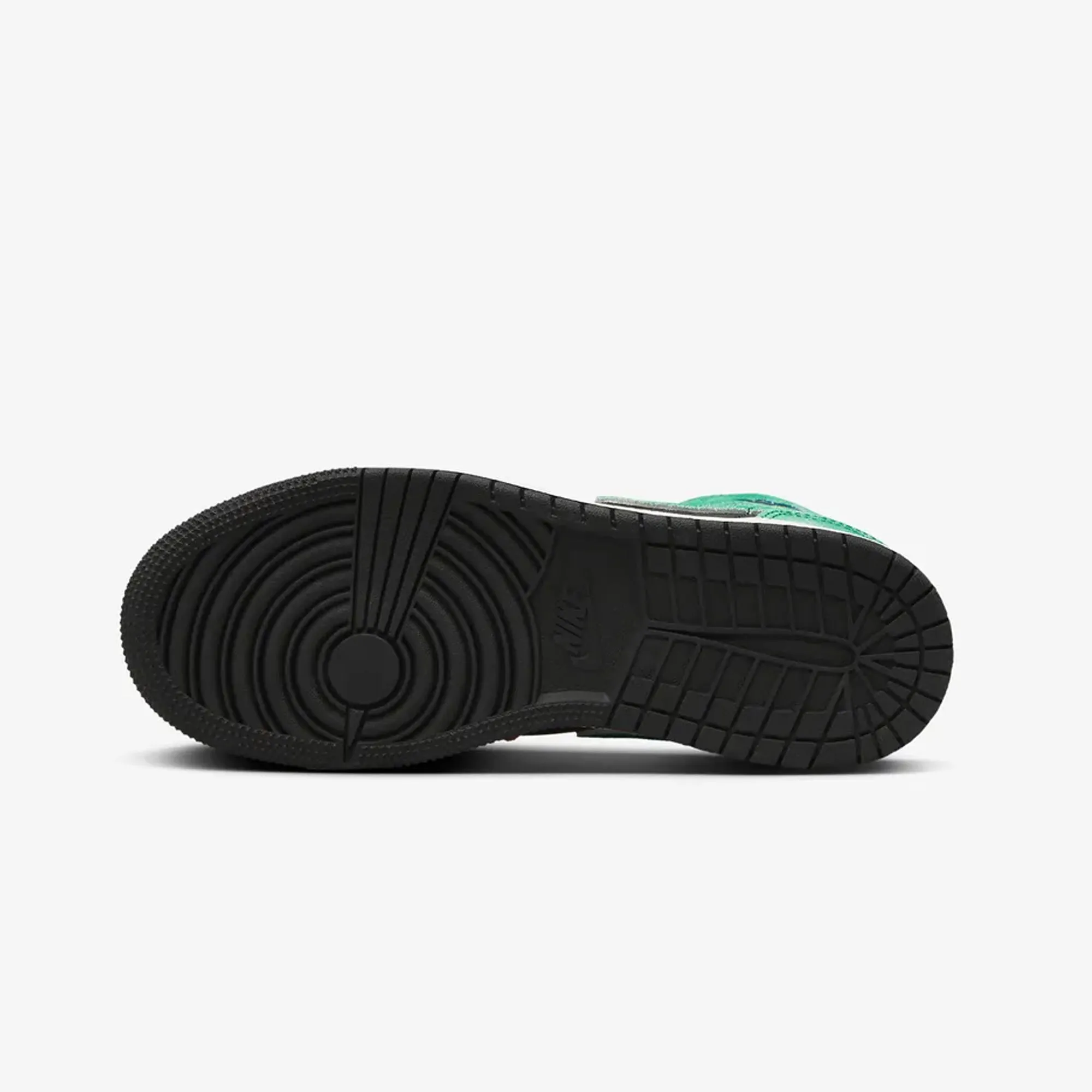 Jordan | AIR JORDAN 1 MID SE (GS)  { BLACK/PINE GREEN-DUNE RED-PINE GREEN