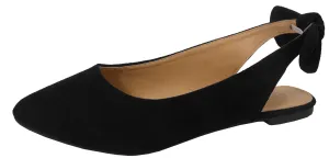 Jynx Women's Slingback Bow Pointed Toe Fashion Ballet Flat Mule
