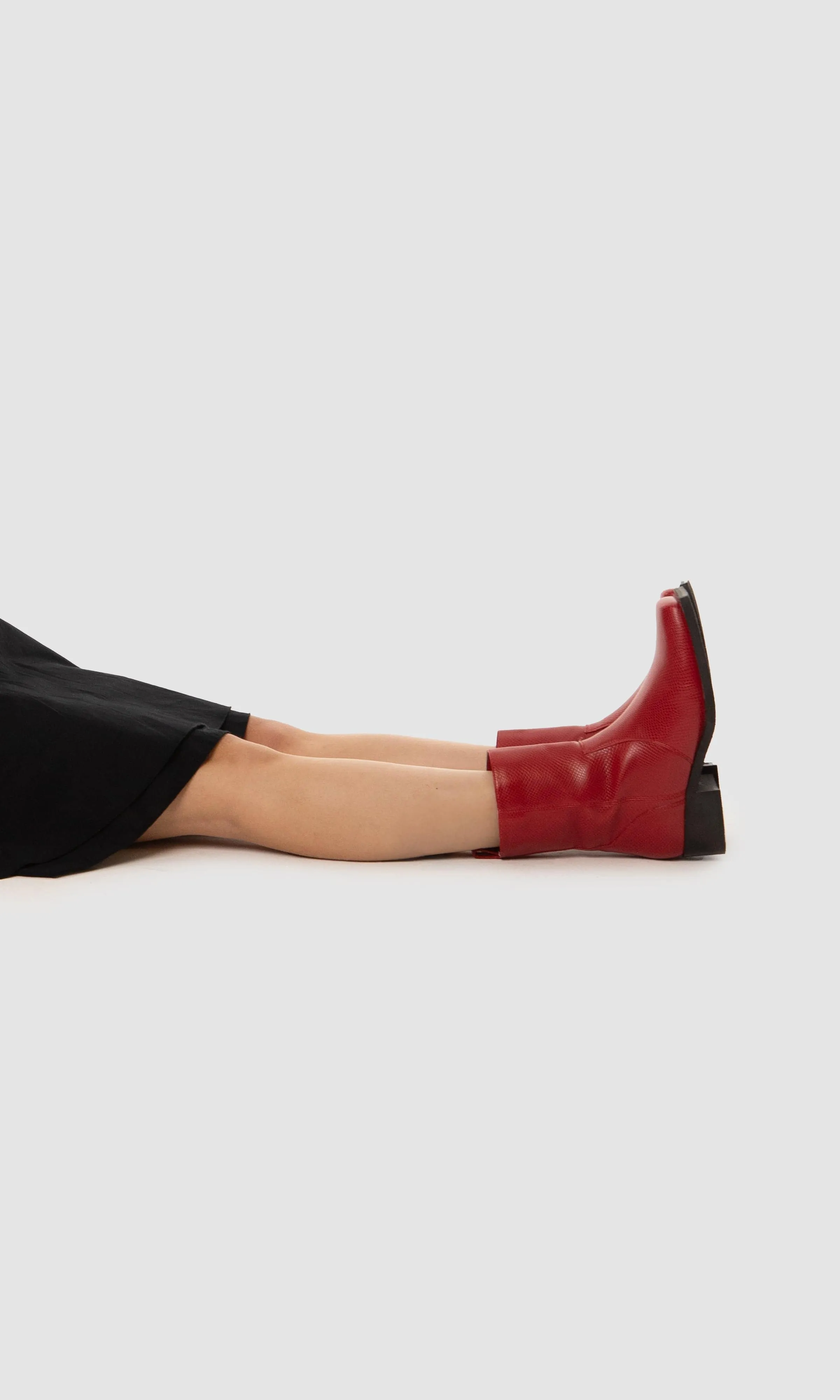 Karel Vegan Apple Leather Ankle Boots | Ruby Red