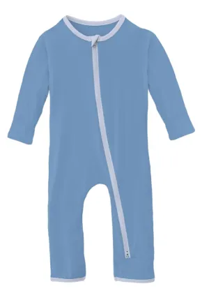 Kickee Pants 2 Way Zipper Footie - Dream Blue with Dew