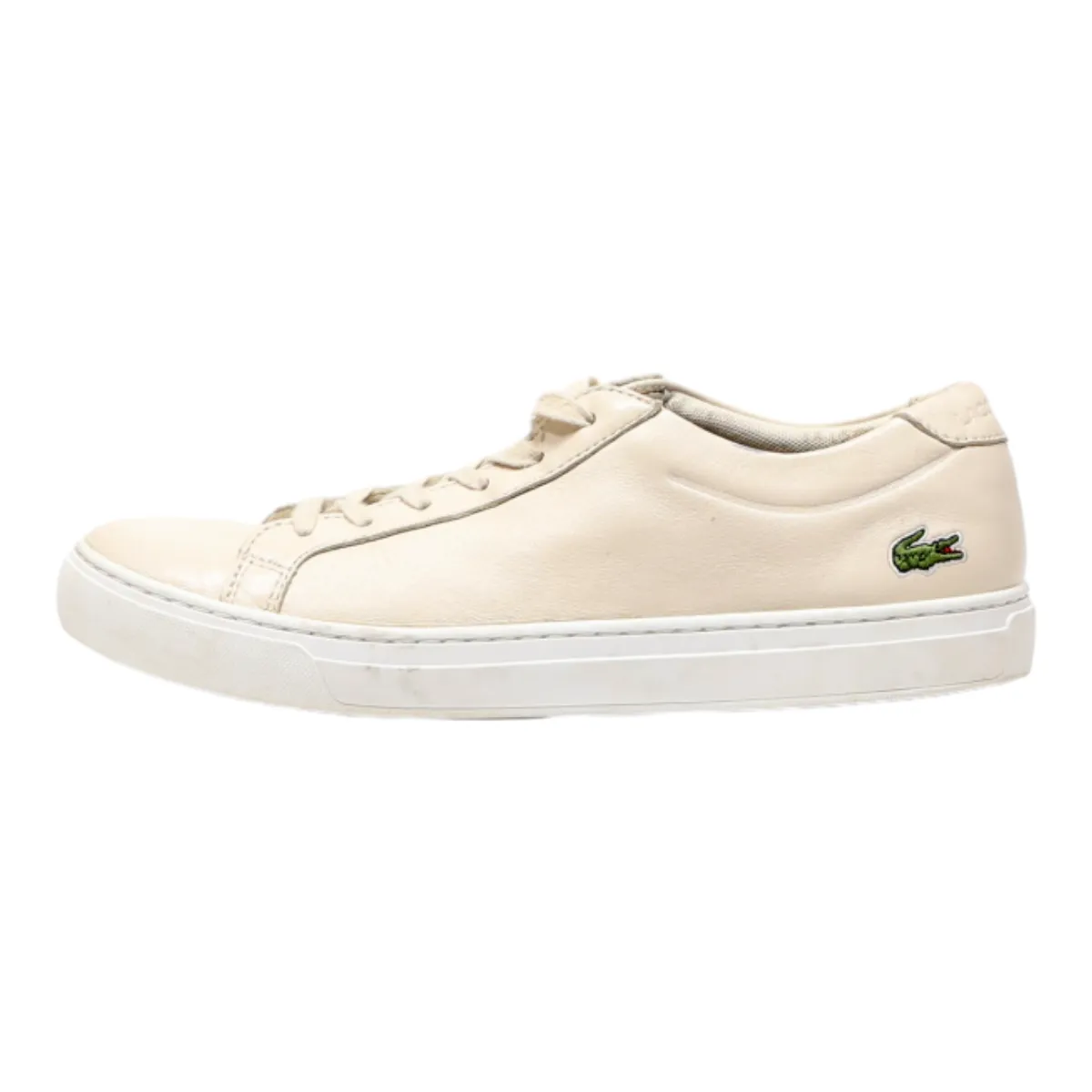 LACOSTE Low Top Trainers Beige Leather Womens UK 7