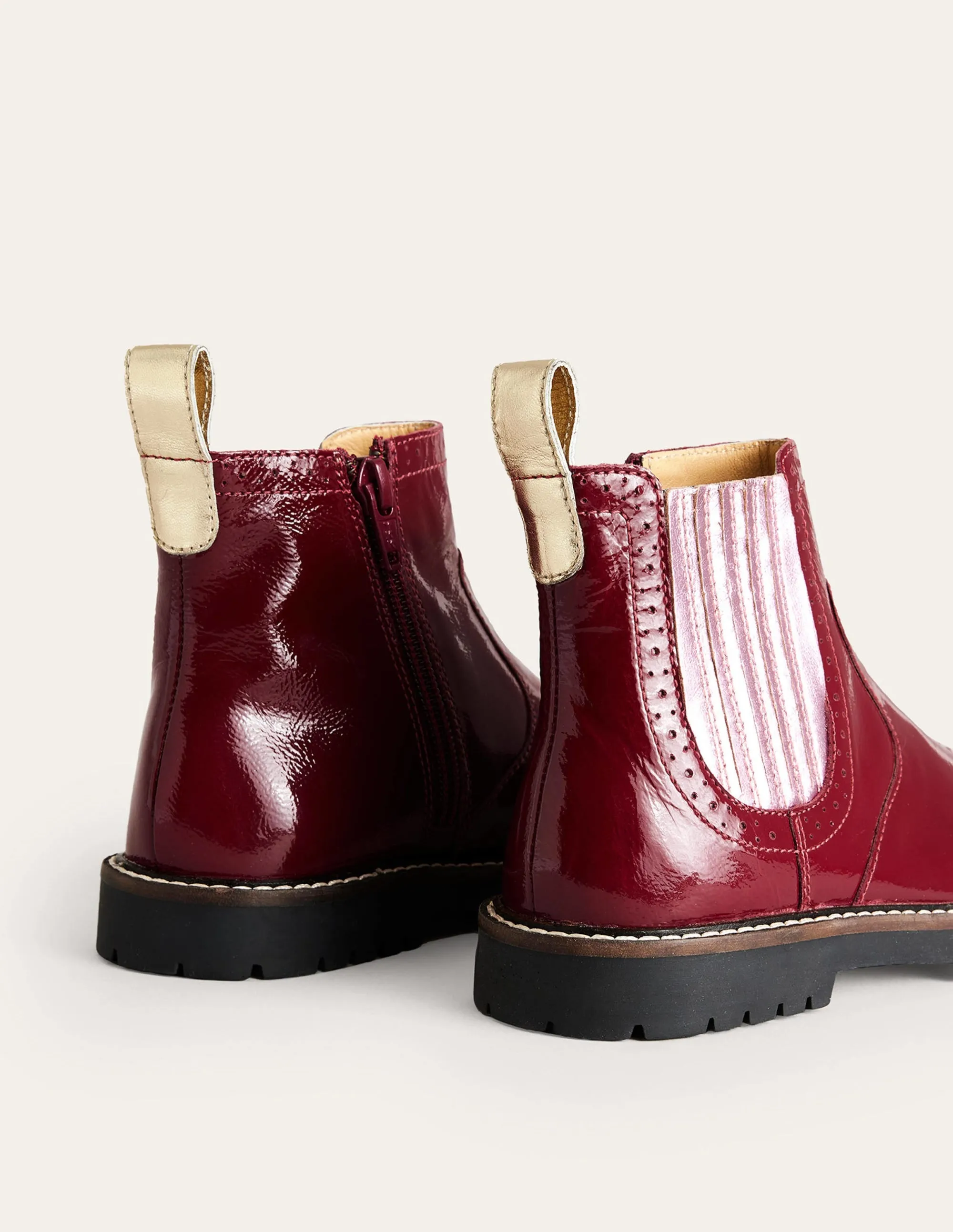 Leather Chelsea Boots-Burgundy Patent