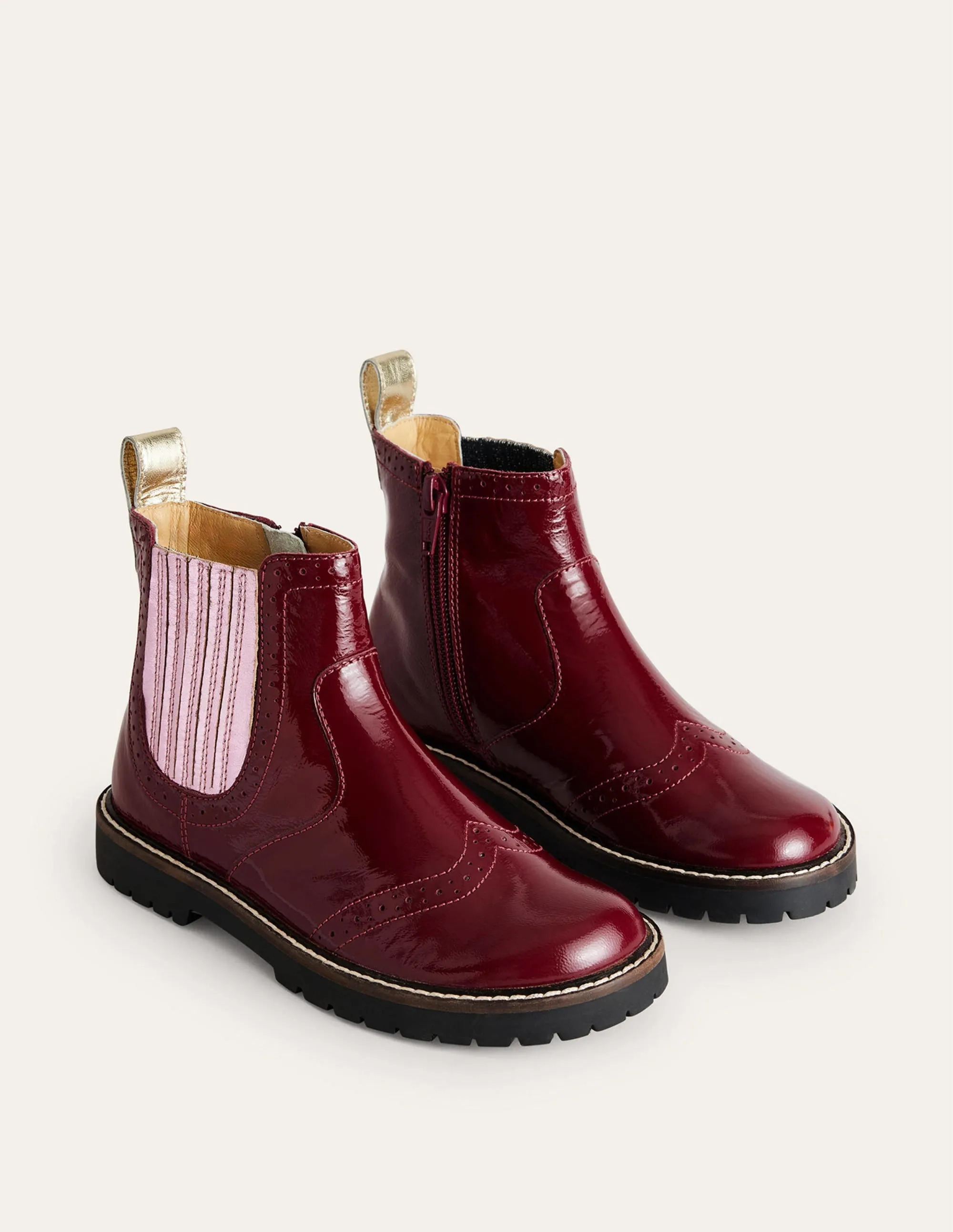 Leather Chelsea Boots-Burgundy Patent