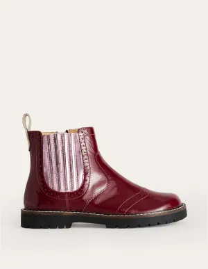 Leather Chelsea Boots-Burgundy Patent