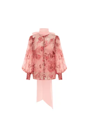 LEO LIN - Liliana Silk Organza Bow Tie Blouse