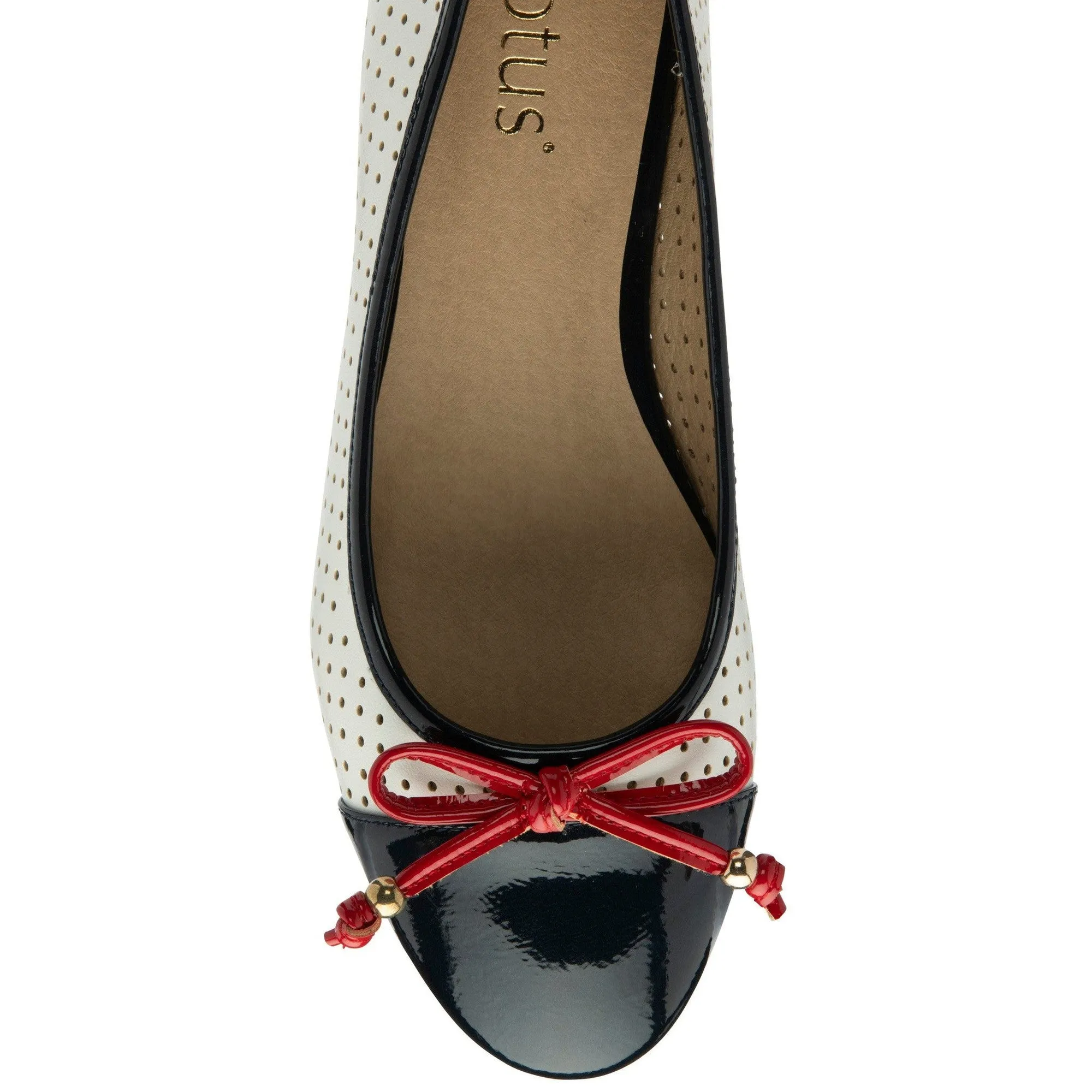 Lotus Briar Ladies White/Navy/Red Slip On Shoes