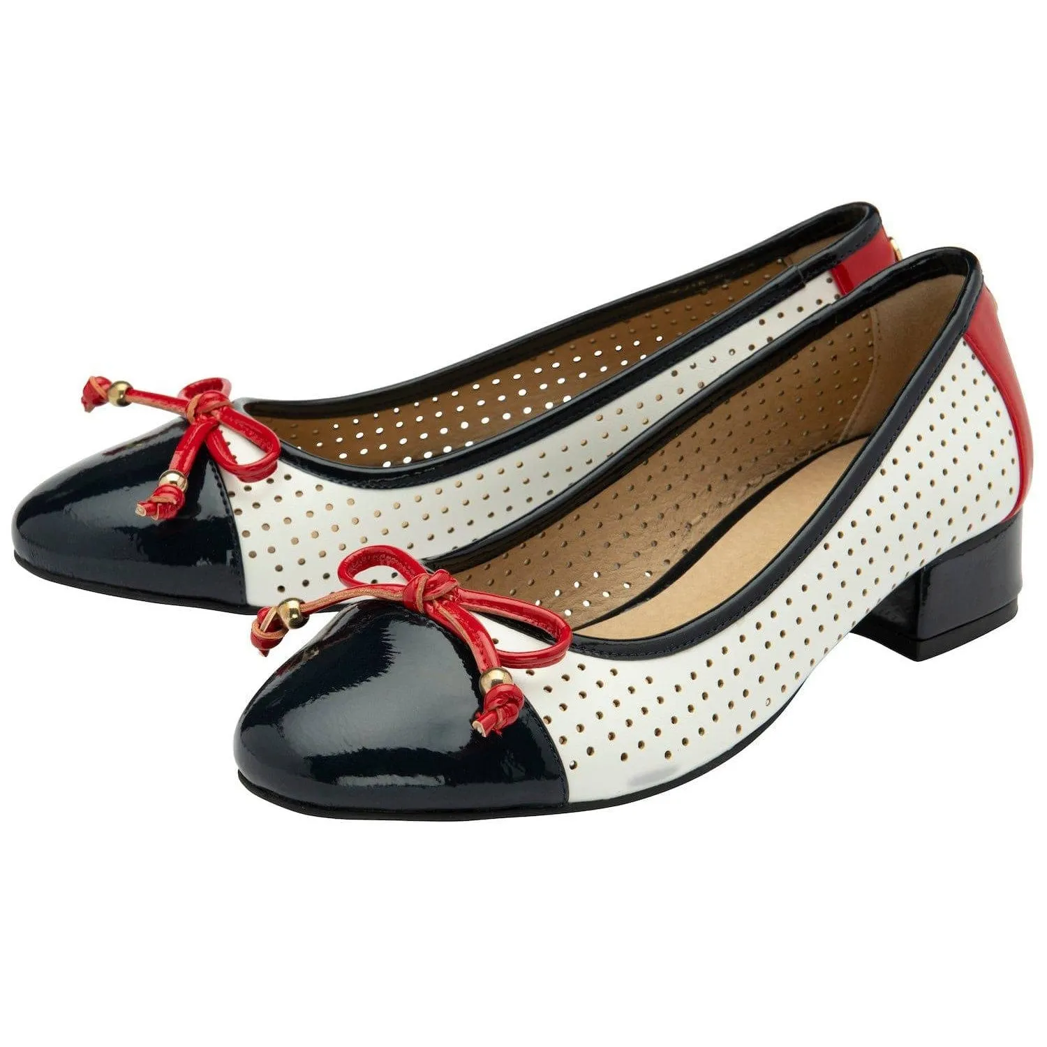 Lotus Briar Ladies White/Navy/Red Slip On Shoes