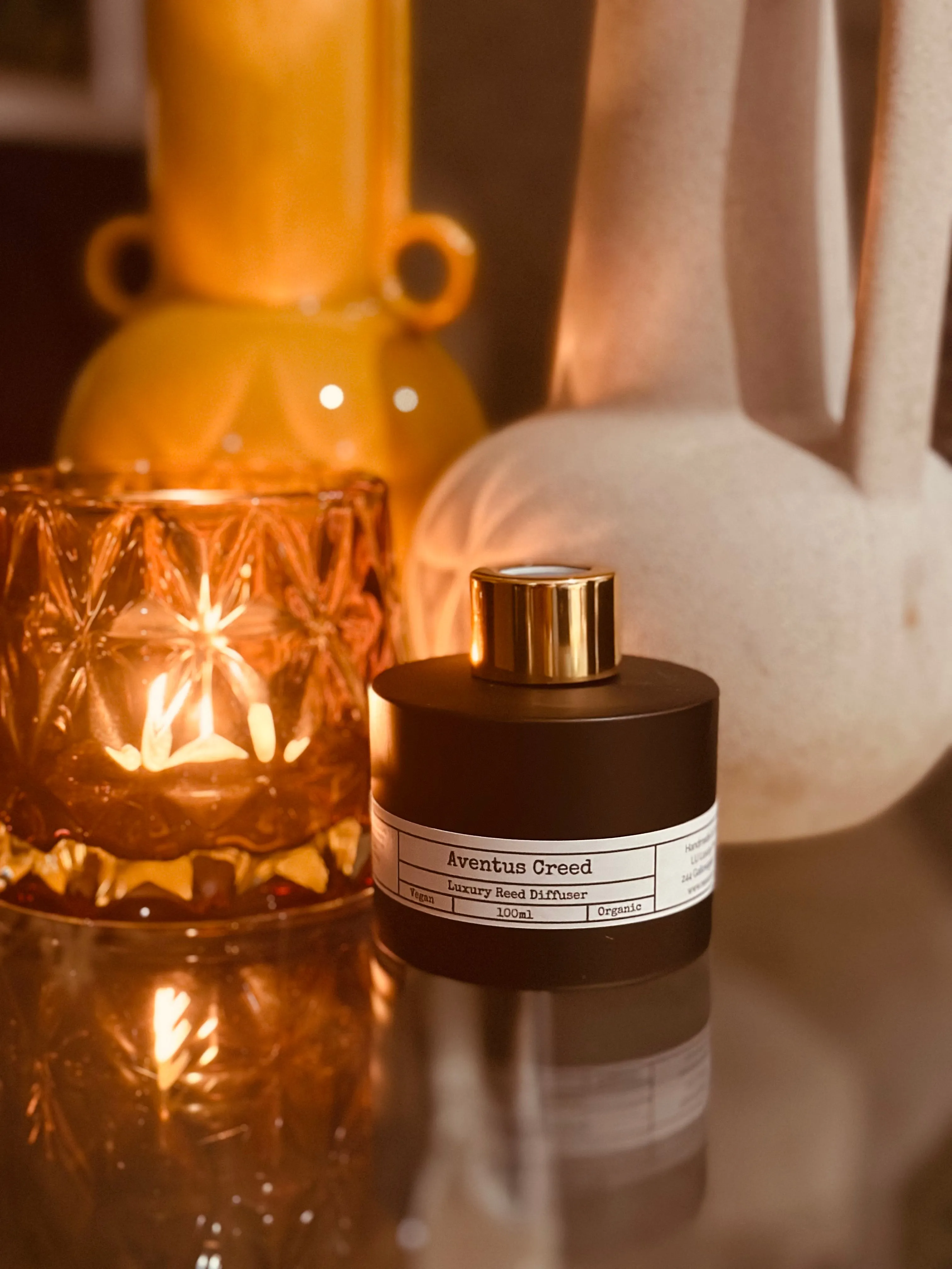Matte Black Glass Reed Diffuser - Winter Time (White Company Dupe)