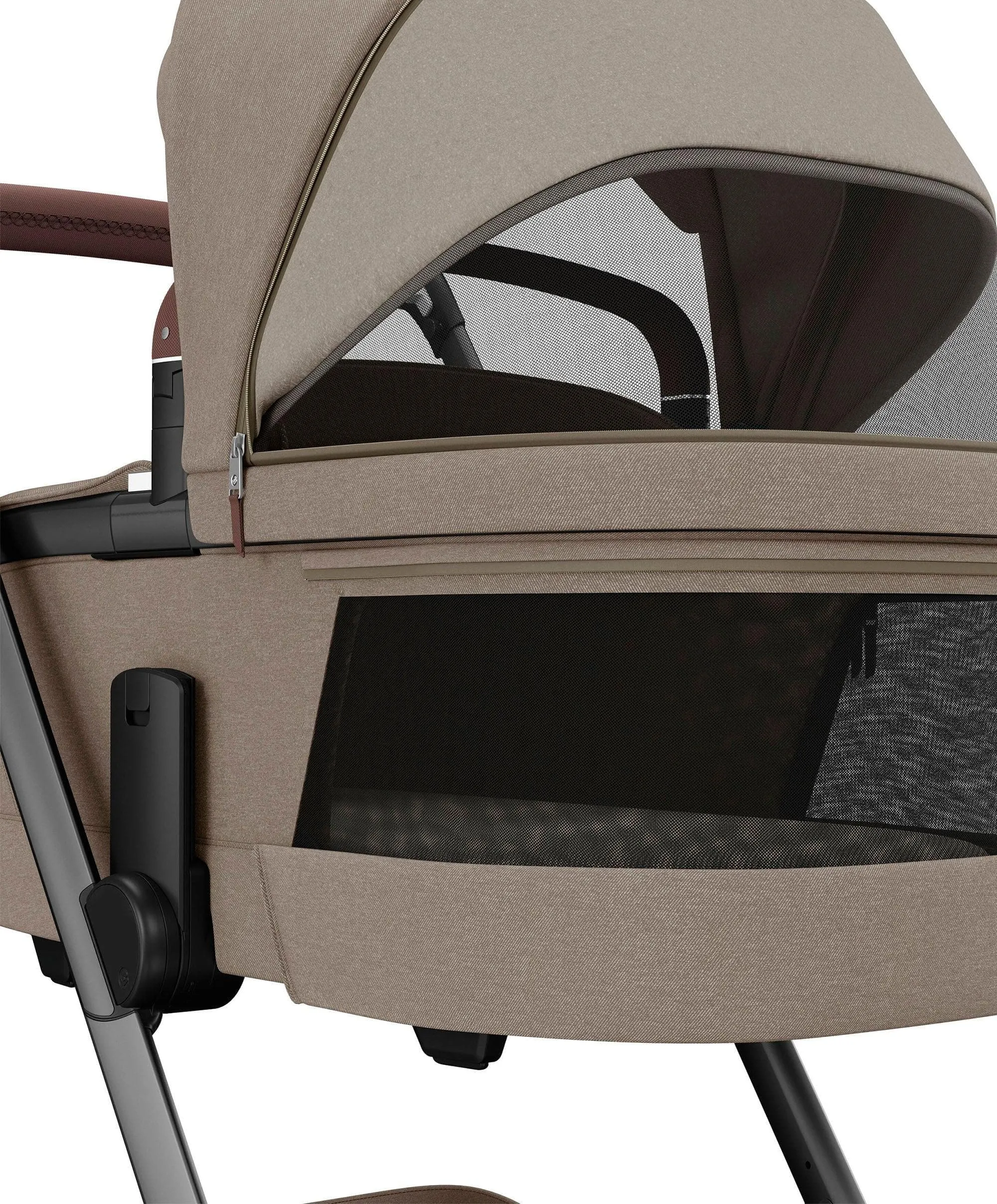 Maxi Cosi Fame Complete Pushchair Bundle with Pebble 360 Car Seat & Base – Truffle with Brown Wheels