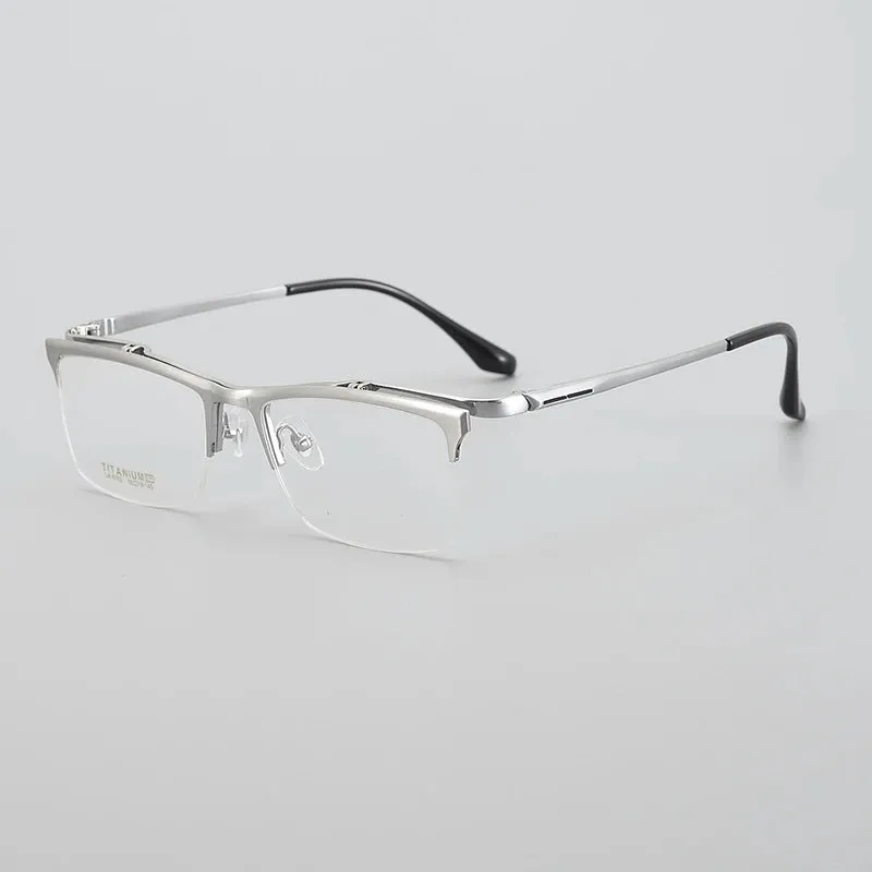 Muzz Men's Semi Rim Square Flip Up Titanium Eyeglasses 6152