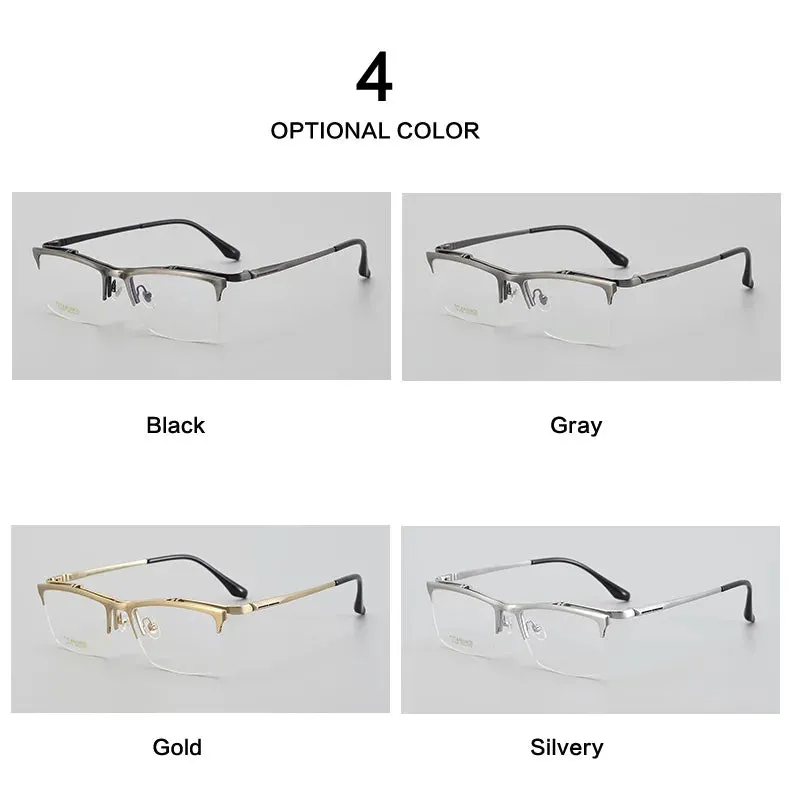 Muzz Men's Semi Rim Square Flip Up Titanium Eyeglasses 6152