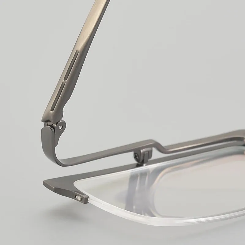 Muzz Men's Semi Rim Square Flip Up Titanium Eyeglasses 6152