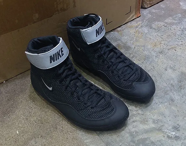 NIKE INFLICT 3 WRESTLING PROFESSIONAL BOXING SHOES BOXING BOOTS US 8.5-10.5 Black Metallic Silver