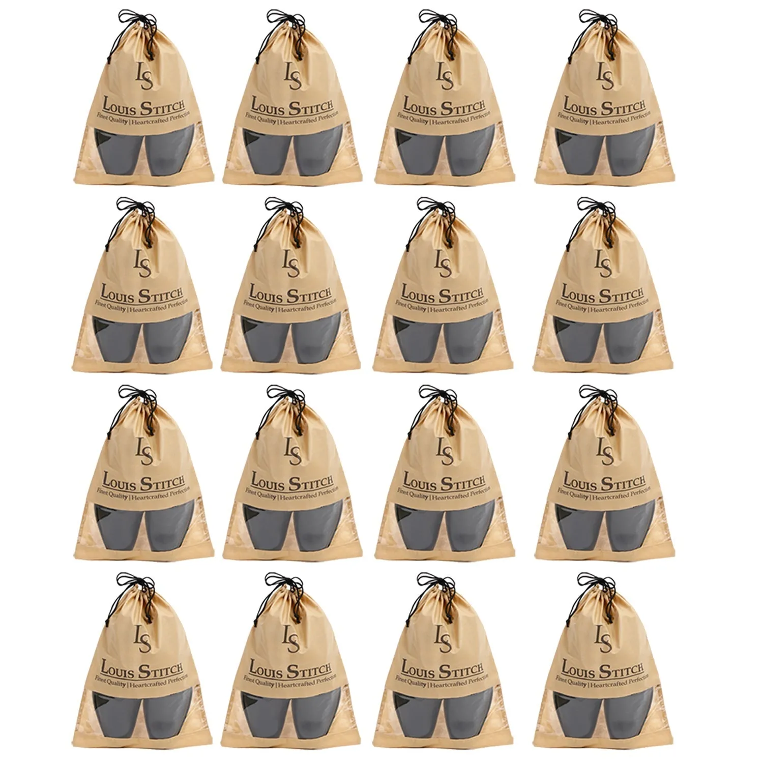 Non Woven Shoe Bag Pack Of  16 Beige See-Thru