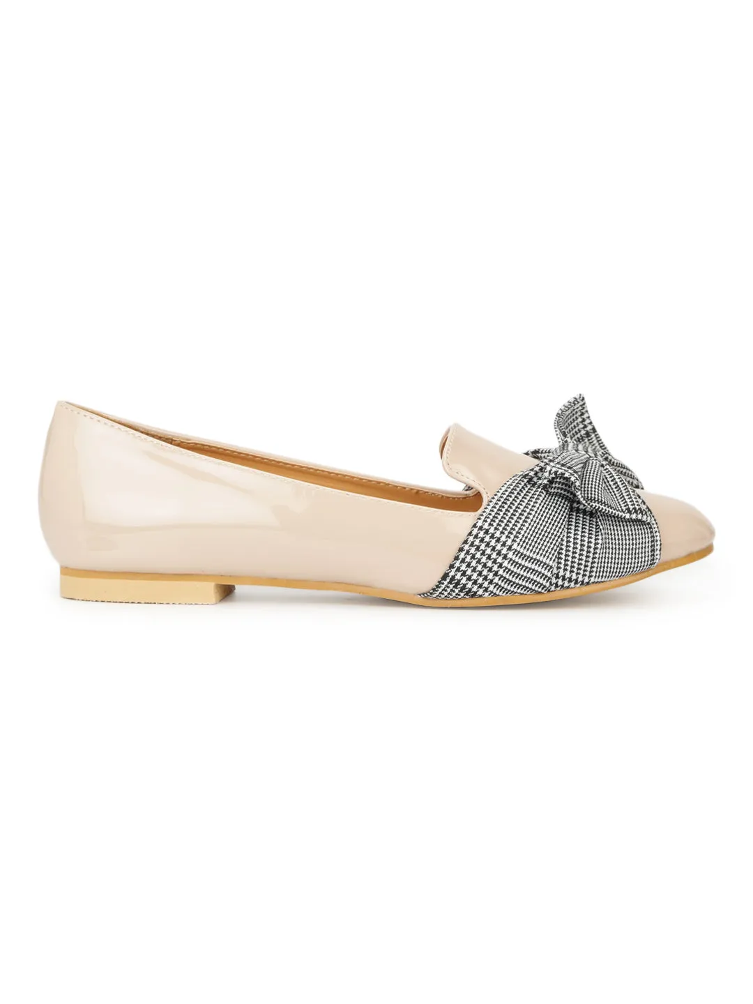 Nude Patent Check Bow Belly Flats