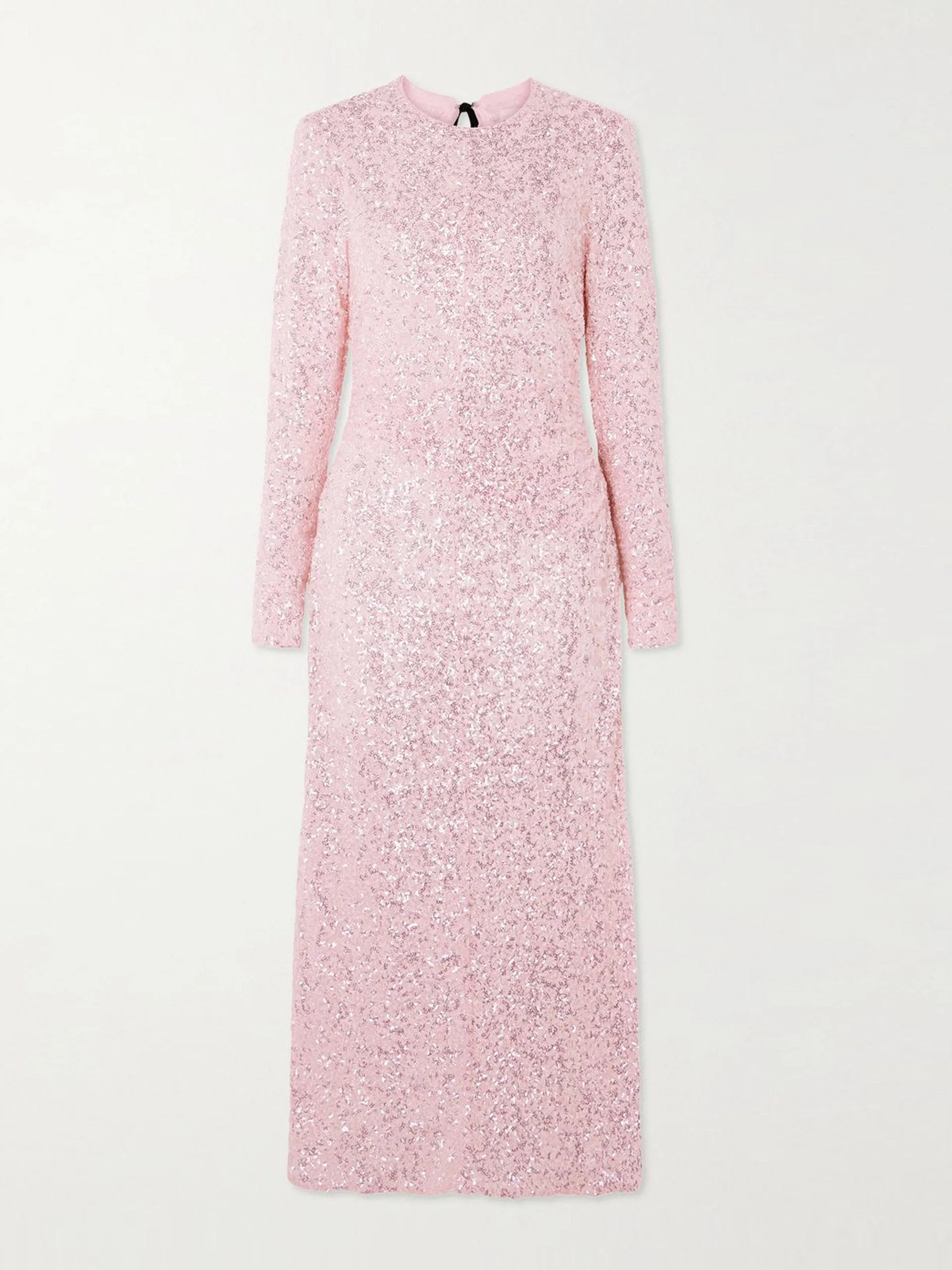 Open-back bow-detailed sequined reycled-tulle maxi dress