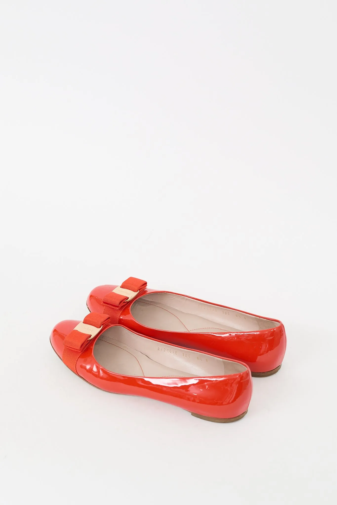 Orange Patent Leather Vara Bow Flat