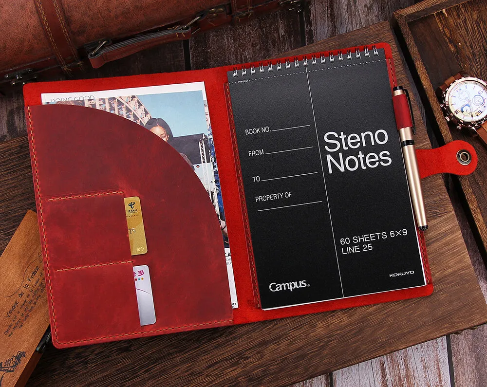 Personalized Leather Covers for 6"x9" Steno Note Pad, Leather Notepad Holder