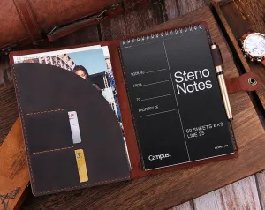 Personalized Leather Covers for 6"x9" Steno Note Pad, Leather Notepad Holder