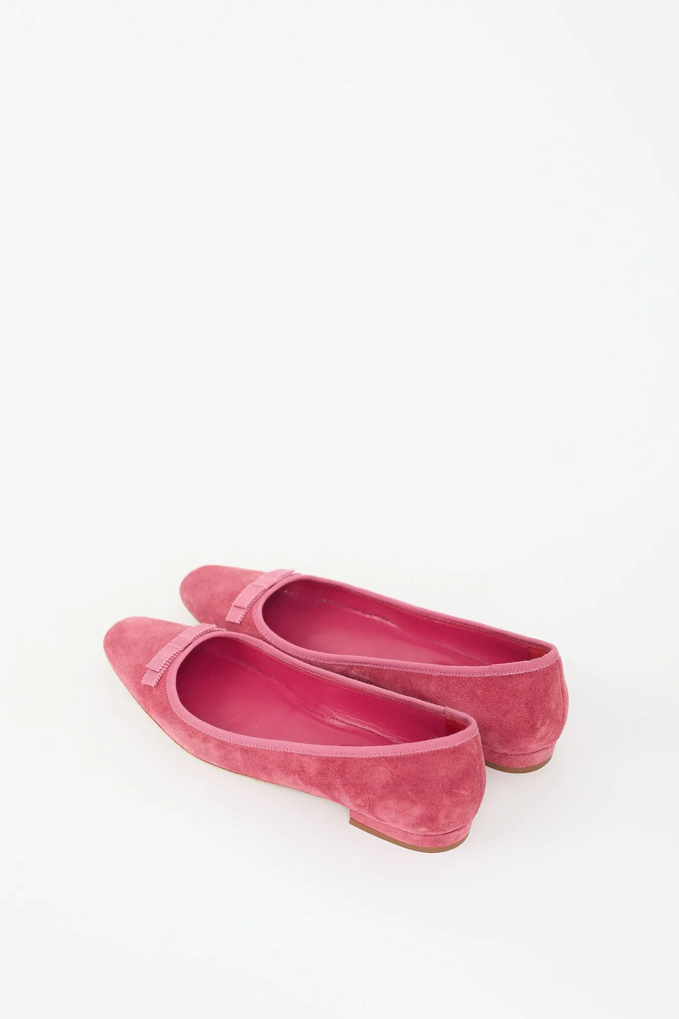 Pink Suede Bow Flat