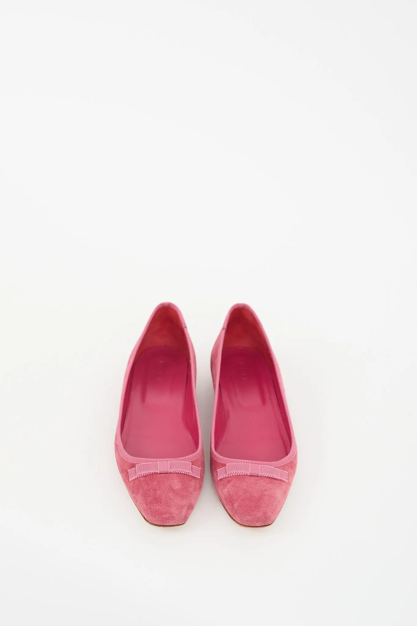 Pink Suede Bow Flat