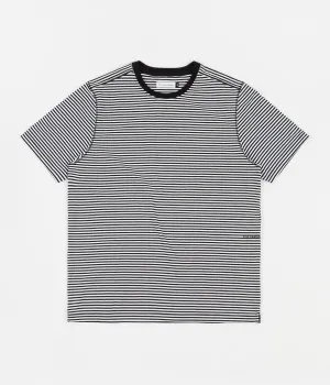 Pop Trading Company Striped Logo T-Shirt - Black / White
