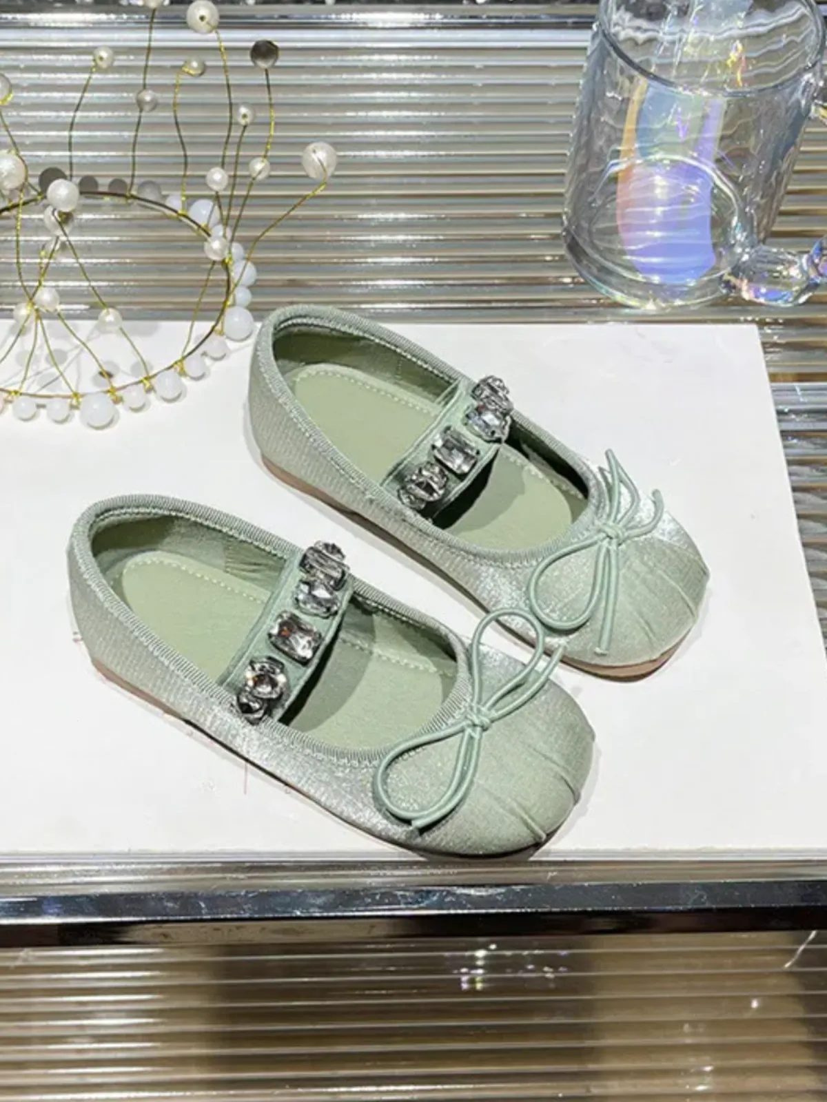 Princess Mary Jane Bow Crystals Soft Sole by Liv and Mia
