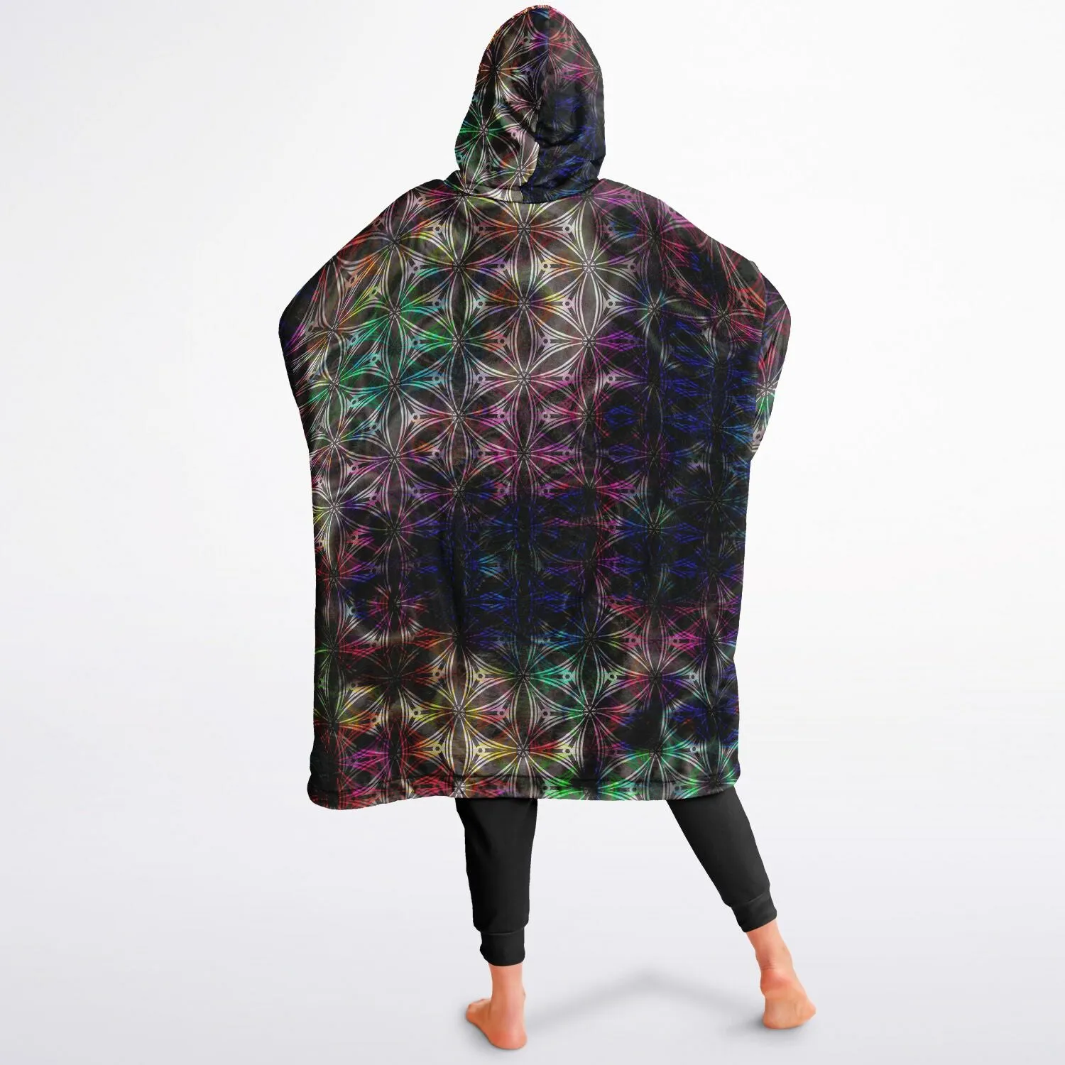 PSYCHEDELIC STARS AND FLOWERS Reversible Snug Hoodie - YANTRART