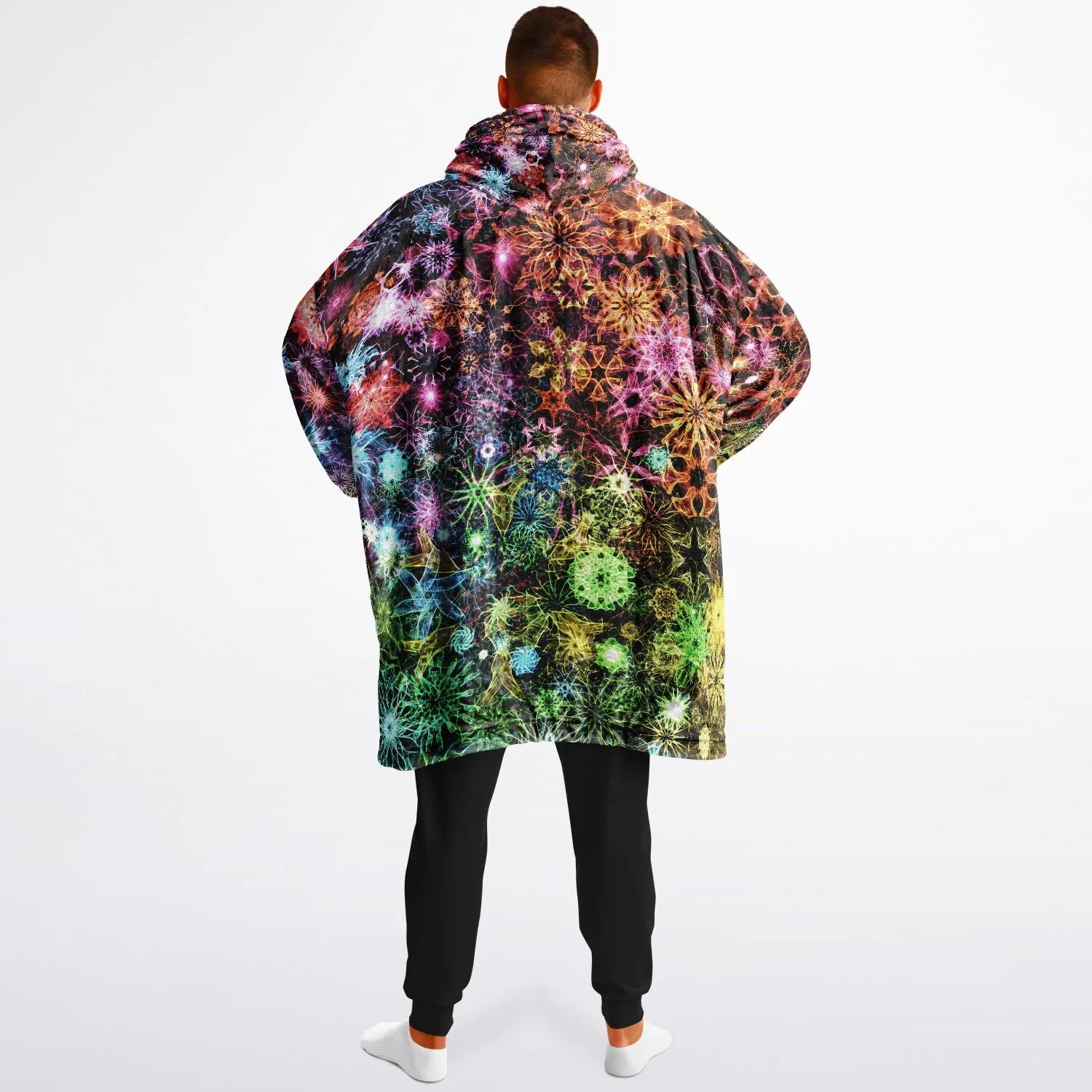PSYCHEDELIC STARS AND FLOWERS Reversible Snug Hoodie - YANTRART