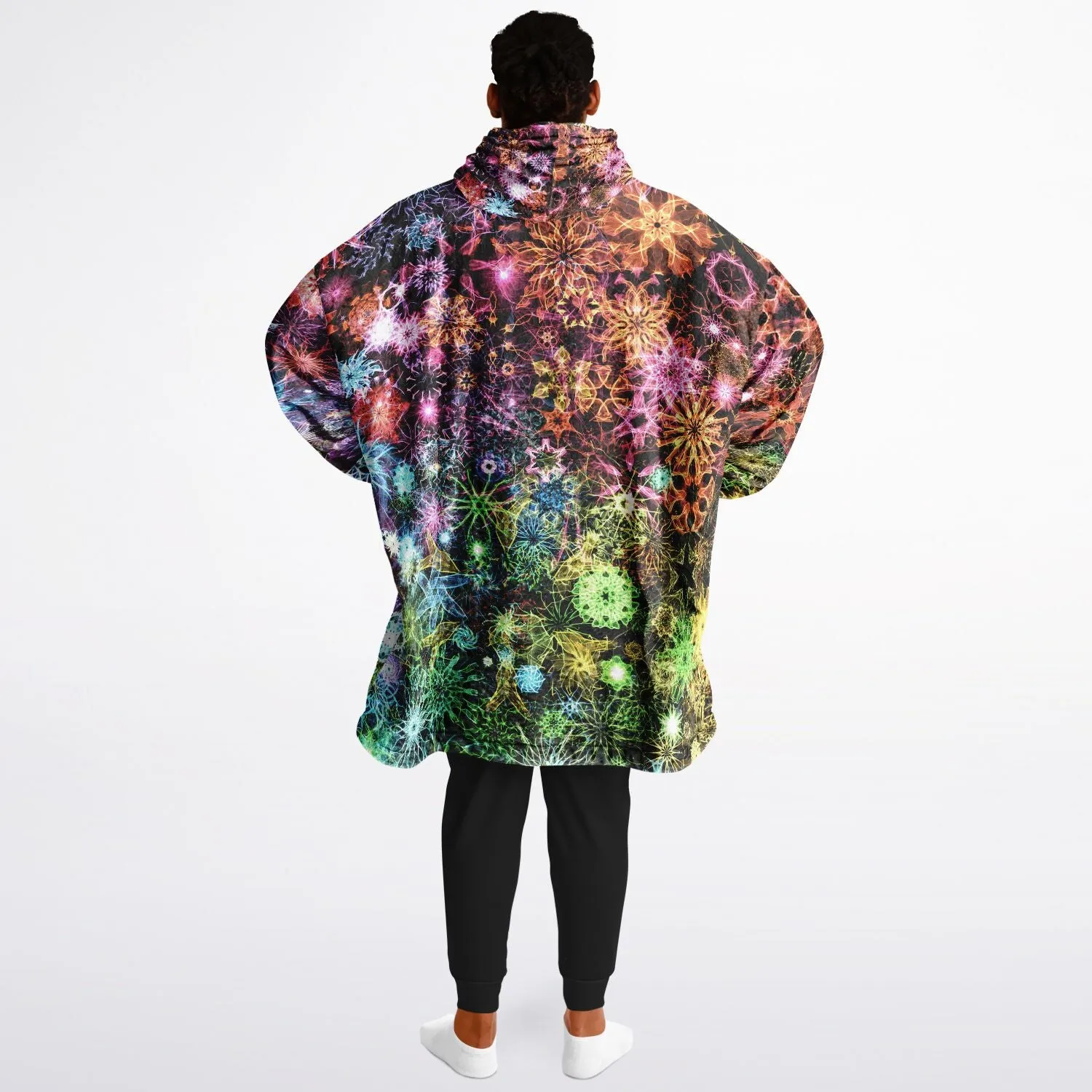 PSYCHEDELIC STARS AND FLOWERS Reversible Snug Hoodie - YANTRART