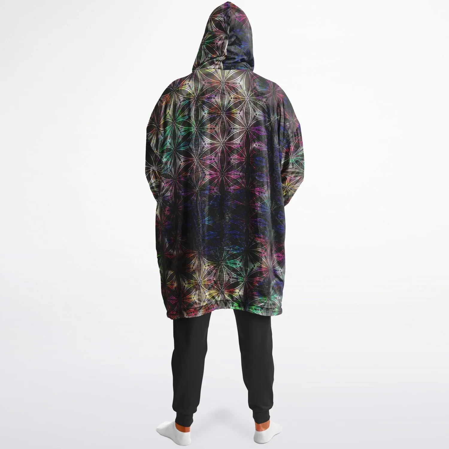 PSYCHEDELIC STARS AND FLOWERS Reversible Snug Hoodie - YANTRART