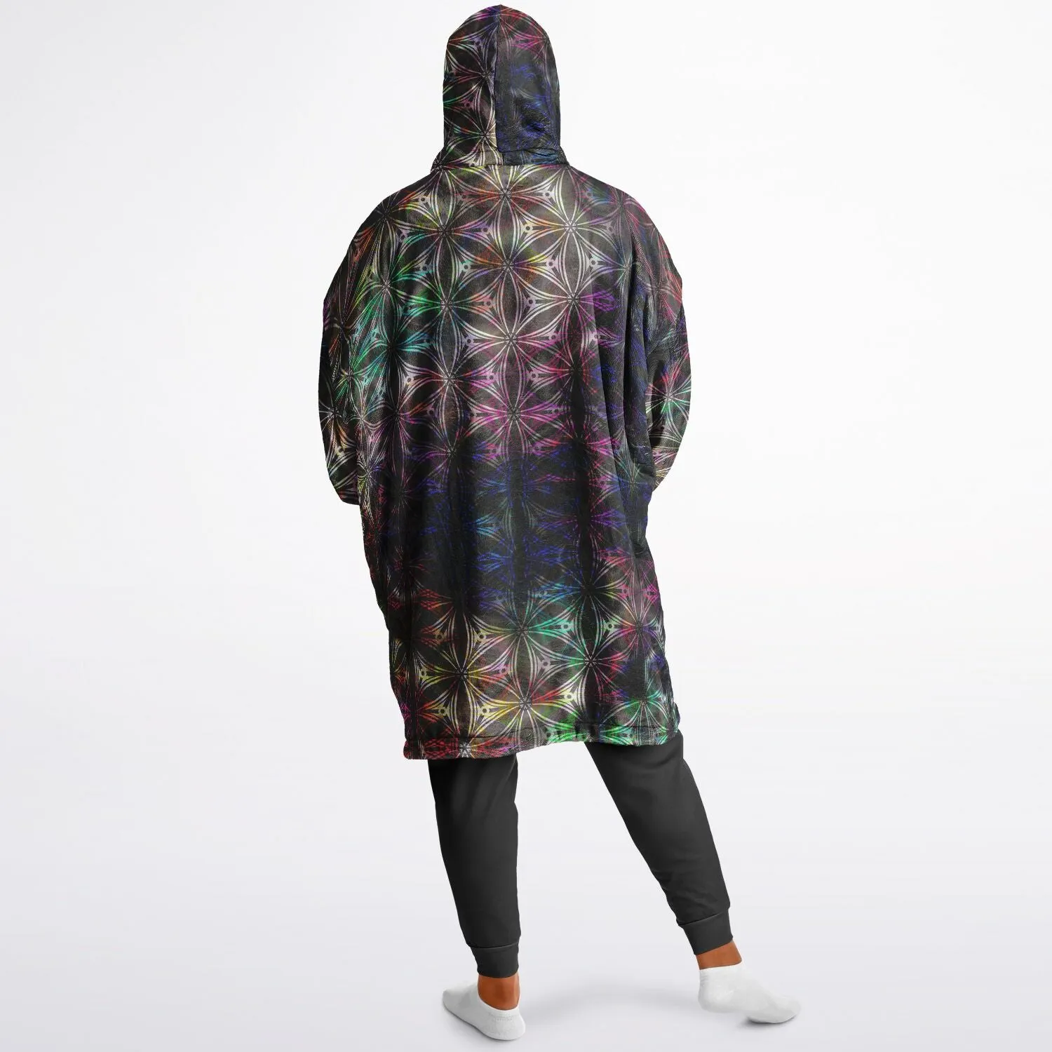 PSYCHEDELIC STARS AND FLOWERS Reversible Snug Hoodie - YANTRART