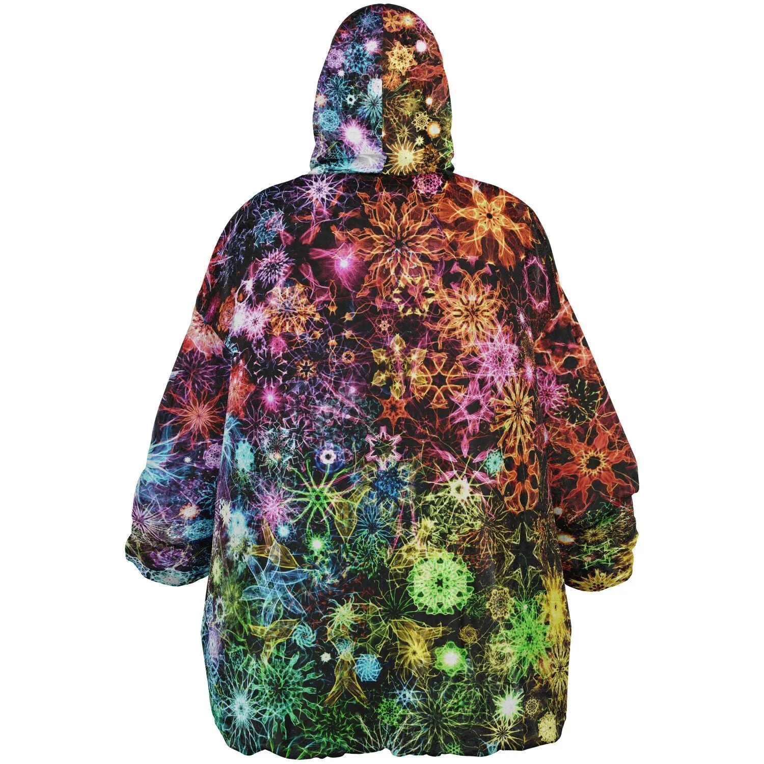 PSYCHEDELIC STARS AND FLOWERS Reversible Snug Hoodie - YANTRART