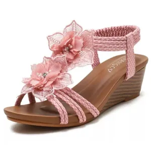Purpdrank - Women's Shoes Fashion Summer Retro Flower Sandals Large Size Women's Shoes Beach Shoes