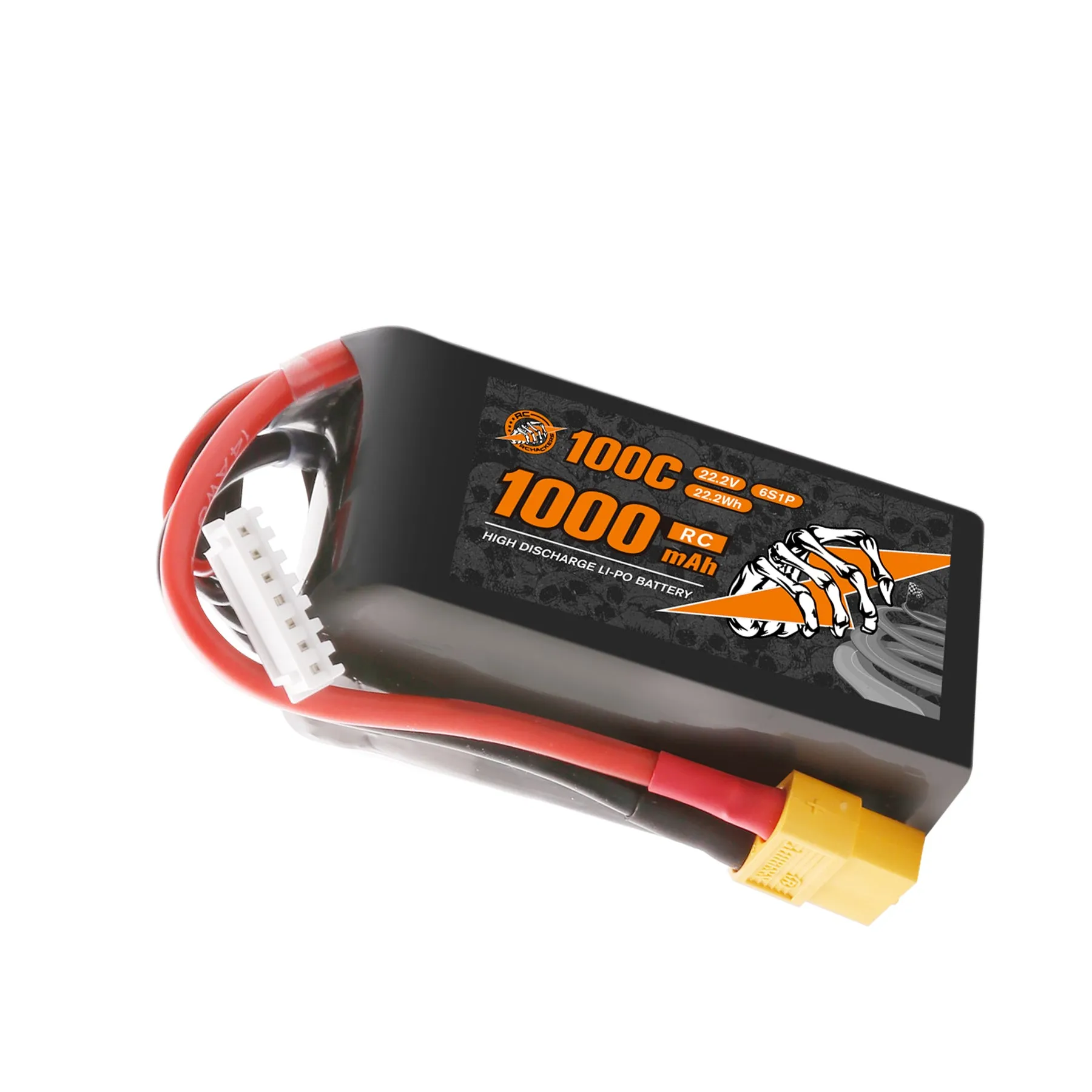RCHackers 6S 1000mAh 22.2V 100C Lipo Battery with XT60 Plug [2 Packs]